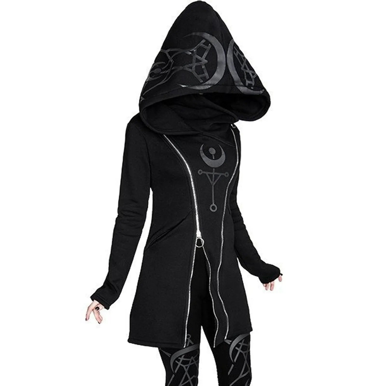Enchanted Moonrise Women's Hooded Coat Tailored Straight A-Line