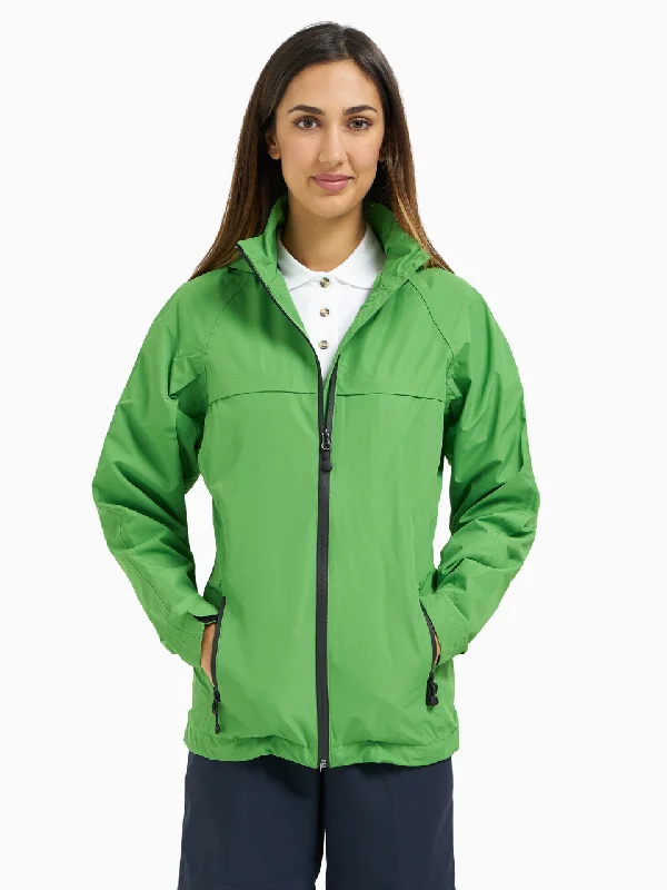 Ladies' Lightweight Waterproof Jacket - Vine Green One-Shoulder Jacket Off-the-Shoulder Jacket Asymmetrical Jacket