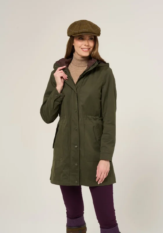 Milwood Ladies Coat - Olive Collared Crew Neck Turtle Neck