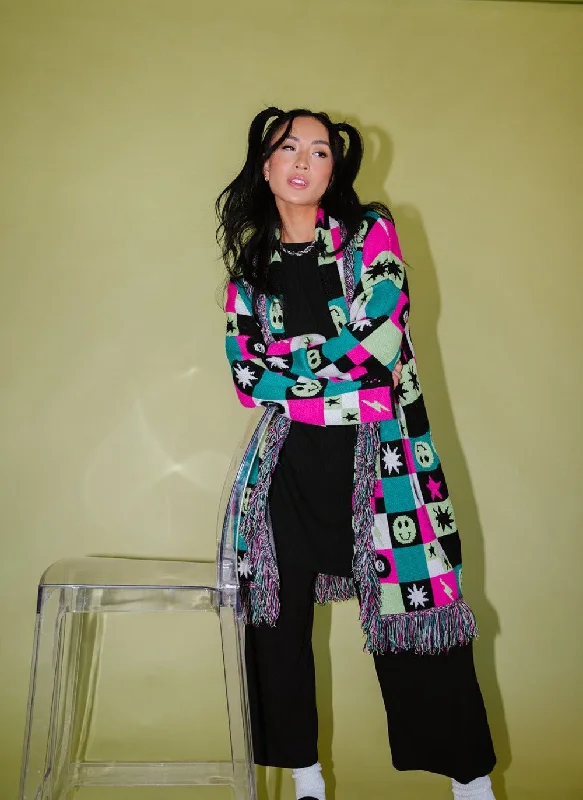 Not Made To Be Subtle Luxe Fringe Cardigan in Teal Modern Contemporary chic