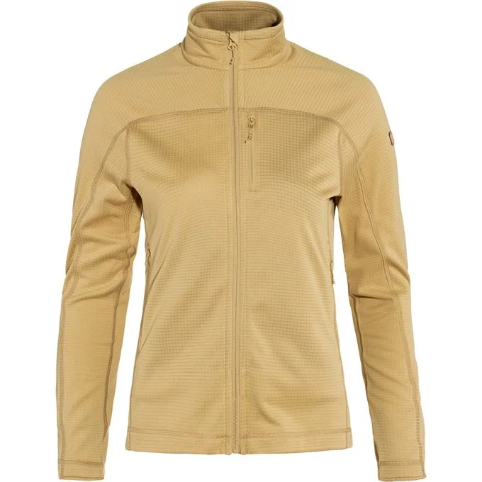 Fjallraven Women's Abisko Lite Fleece Jacket in Dune Beige Welt Pockets Slit Pockets Flap Pockets