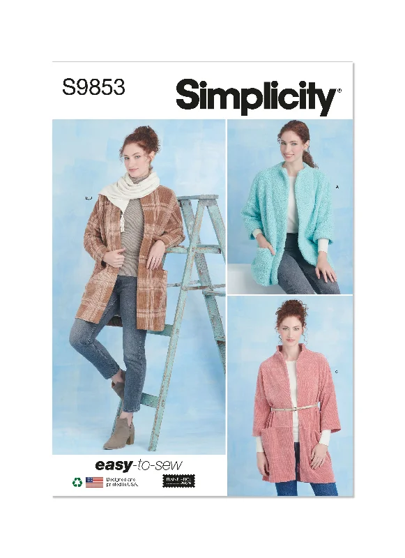 Simplicity Pattern S9853 Misses' Jacket Coat Fleece Jacket Down Jacket Feather Jacket