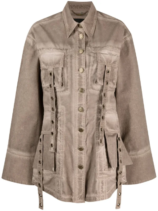 Blumarine Coats Brown Parka Down Jacket Wool Coat