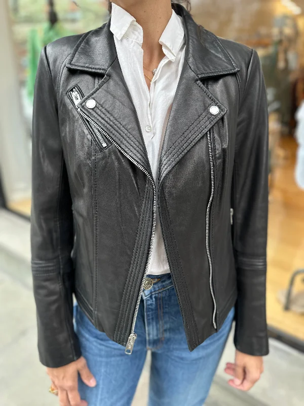 MADEWELL Leather Biker Jacket / XXS Tiered Jacket Buttoned Jacket Zippered Jacket