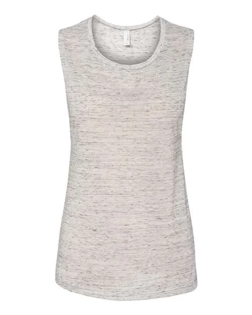 BELLA + CANVAS - Women's Flowy Scoop Muscle Tank - 8803 White Marble mesh tank top