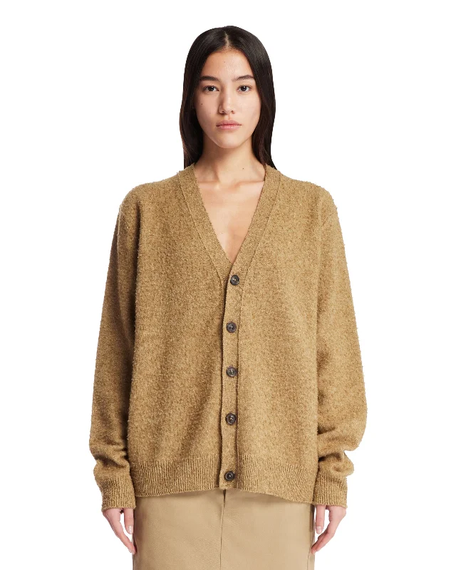 Cardigan In Lana Beige Jersey Fabric Tulle Fabric Batik Fabric