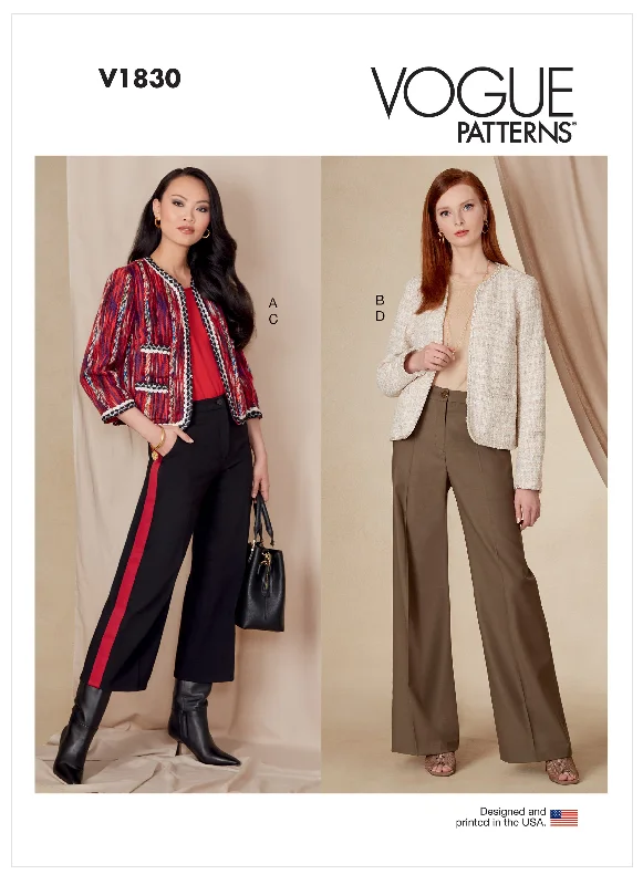 Vogue Pattern V1830  Misses' Jacket and Pants Oversized Jacket Tailored Jacket Straight Jacket