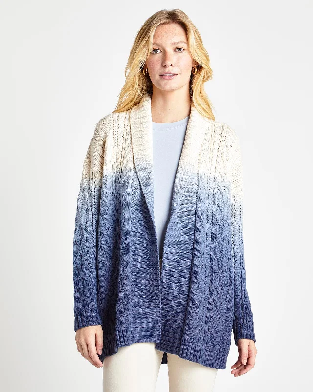 Dip Dye Cable Cardigan Open Front Closed Front Wrap Front