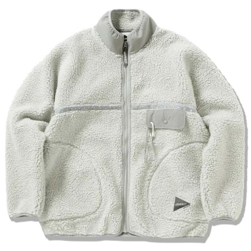 Gramicci x And Wander JQ Tape Fleece Jacket L.Gray Ribbed Jacket Pleated Jacket Ruffled Jacket