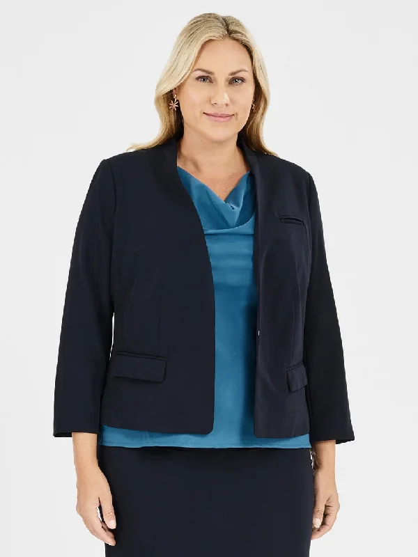 Ladies' Greta Jacket - Navy Knit Fabric Woven Fabric Fleece Fabric