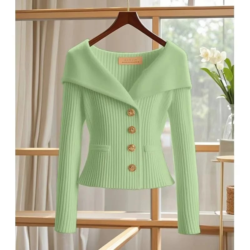 2025 Spring Autumn New Women Short Cardigan Sweater High Quality Chic Long Sleeve Casual Knitwear Female Bottoming Shirts Tops Fitted Loose Oversized