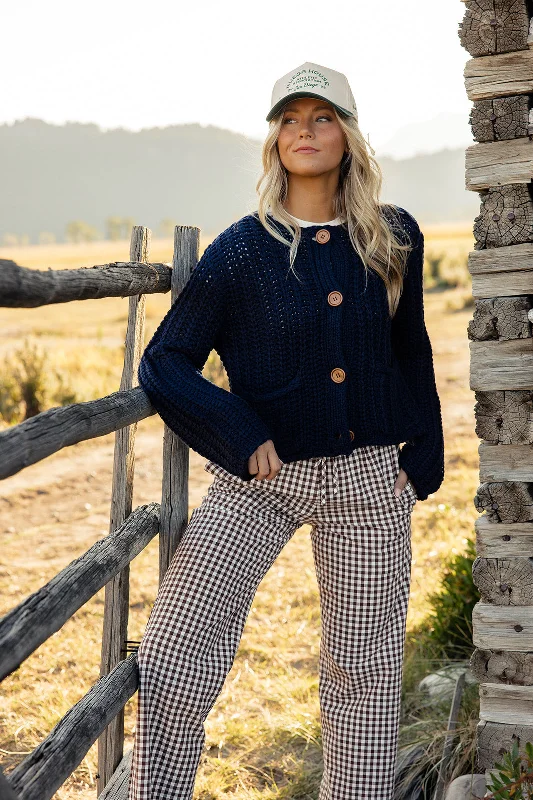 Lucky Girl Button Cardigan Welt Pockets Slit Pockets Flap Pockets