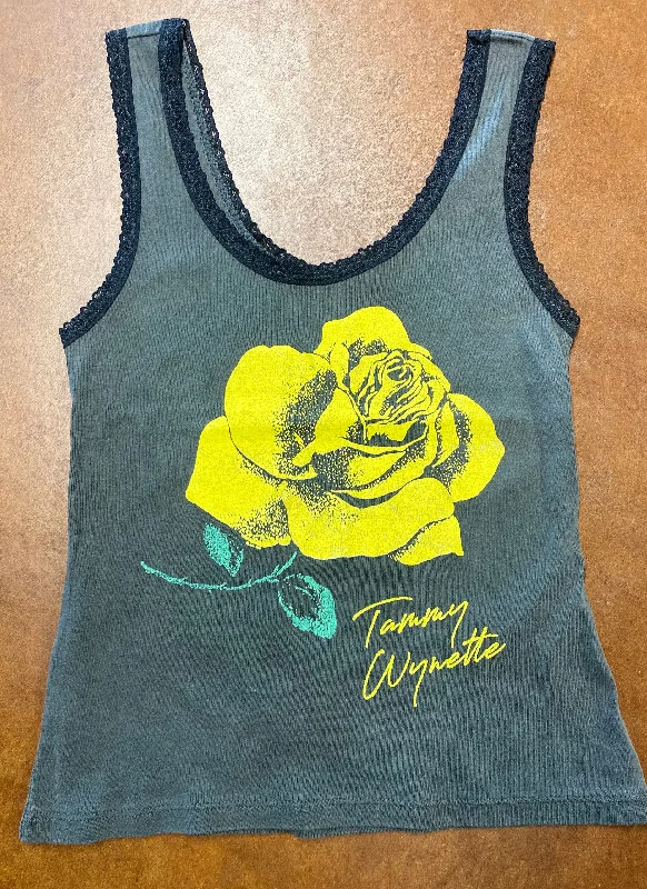 Tammy Wynette Yellow Rose Lace Tank bright tank top