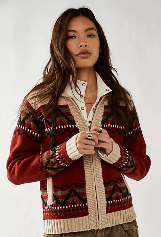 Pendleton Women's Red Alpine Lambswool Zip Cardigan TC545 Layered Multi-layer Single Layer Pendleton Women's Red Alpine Lambswool Zip Cardigan TC545 Layered Multi-layer Single Layer