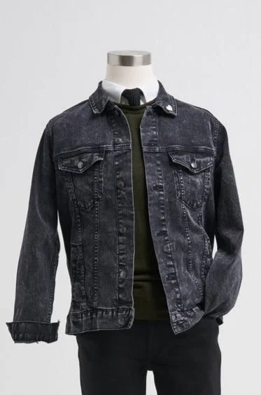 Unisex Stretch Denim Jacket - Black Lace Jacket Ribbed Jacket Sequined Jacket