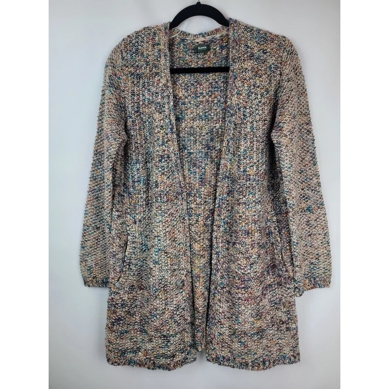 Roots Canada Women's Open Front Multi Color Knit Cardigan W/ Pockets Size Large Bright Pastel Dark Roots Canada Women's Open Front Multi Color Knit Cardigan W/ Pockets Size Large Bright Pastel Dark