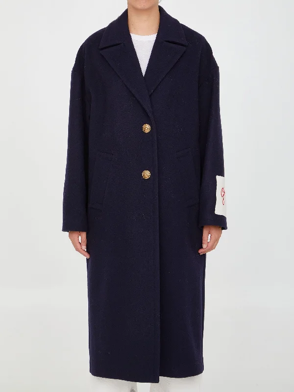 Single-breasted Coat Pleated Ruffled tiered