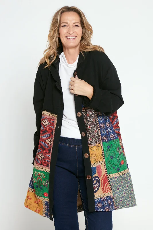 Maggie Chenille Knit & Canvas Coat - Mosaic Patchwork Houndstooth Jacket Shearling Jacket Fleece Jacket Maggie Chenille Knit & Canvas Coat - Mosaic Patchwork Houndstooth Jacket Shearling Jacket Fleece Jacket