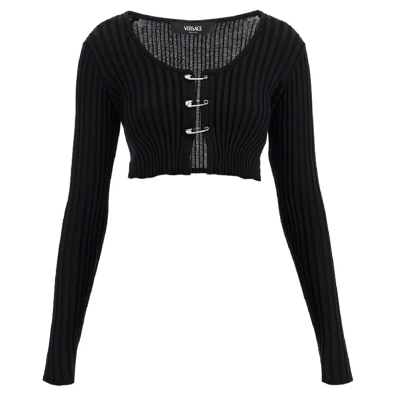 Versace 'cropped safety pin cardigan Transparent Opaque Sheer