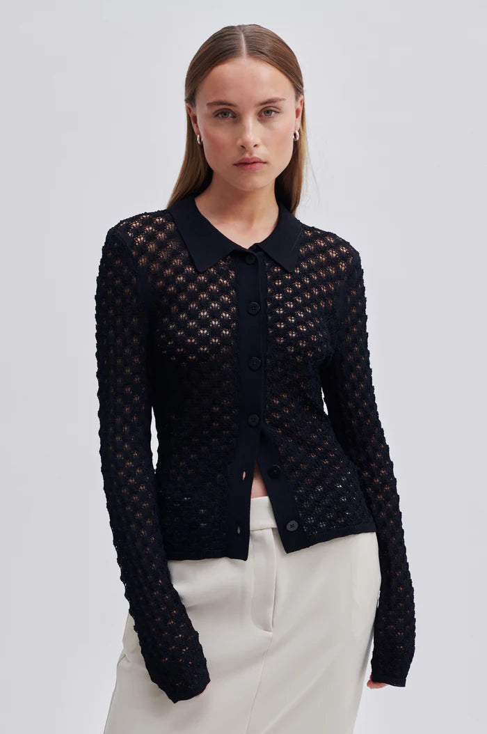 WILDA  CARDIGAN BLACK Asymmetrical,ymmetric Pencil Cardigan