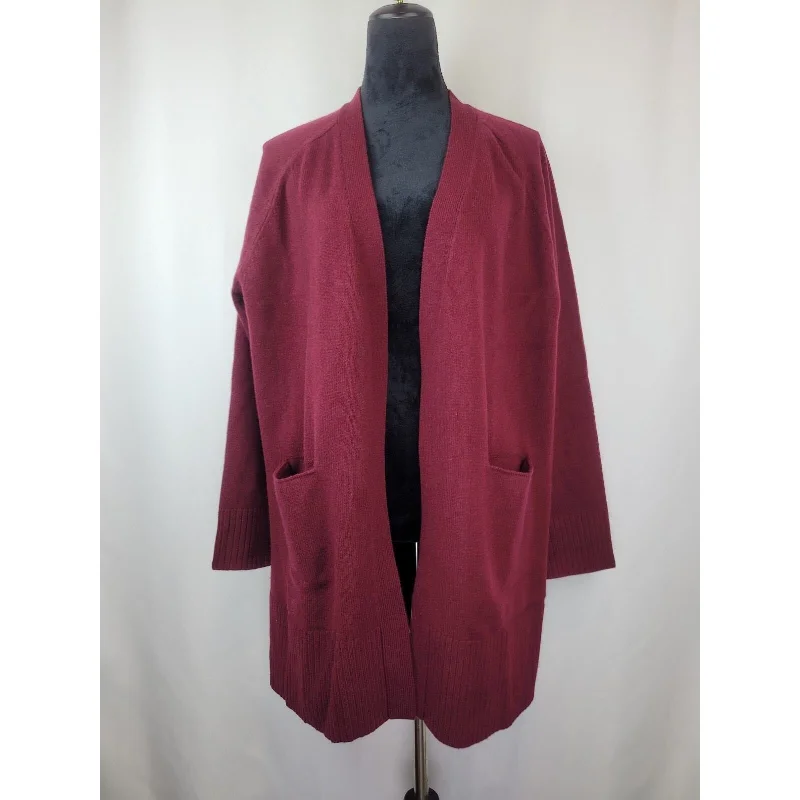 Revive Cashmere Women's Merlot Wool Cashmere Raglan Midi Cardigan Sweater L Thin Thick Dense Revive Cashmere Women's Merlot Wool Cashmere Raglan Midi Cardigan Sweater L Thin Thick Dense