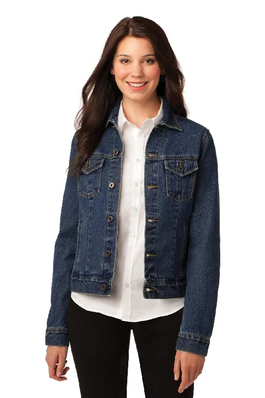 Port Authority Ladies Denim Jacket. L7620 One-Shoulder Jacket Off-the-Shoulder Jacket Asymmetrical Jacket