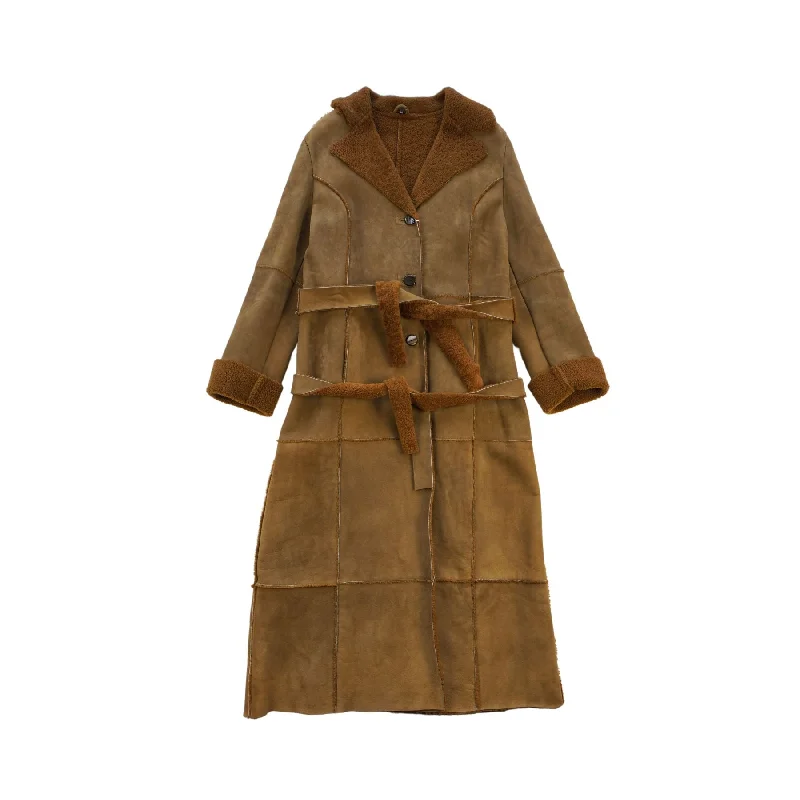 Shearling Coat - Women's 46 Print Jacquard Embroidered