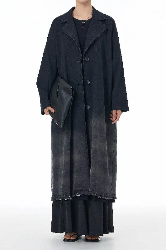 Carbon Drift Trench Coat Hook-and-Loop Buckled Tied