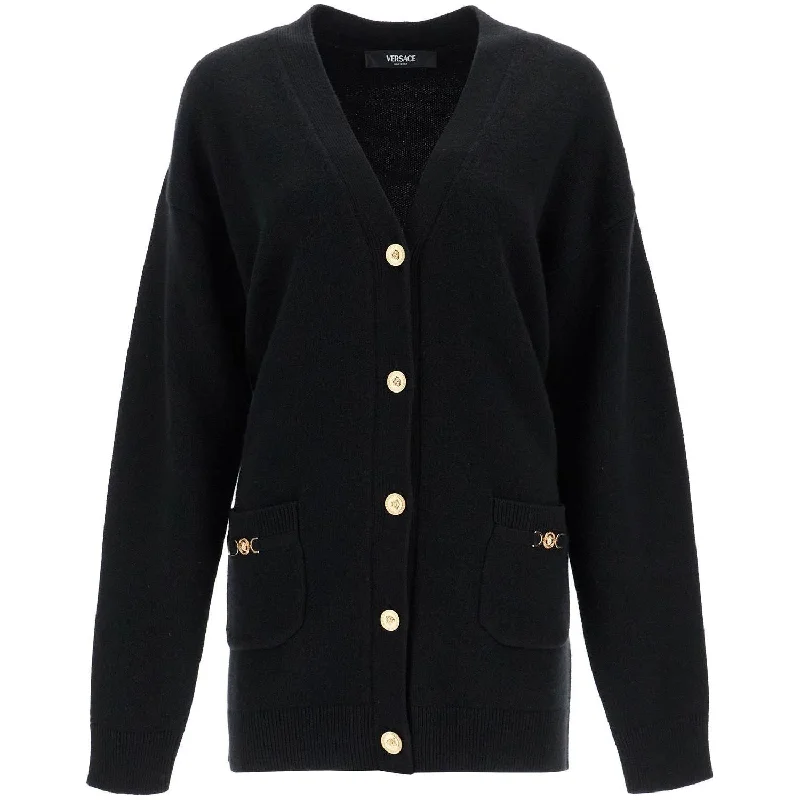 Versace boxy wool and cashmere cardigan Lace Blend Ribbed Blend Corduroy Blend