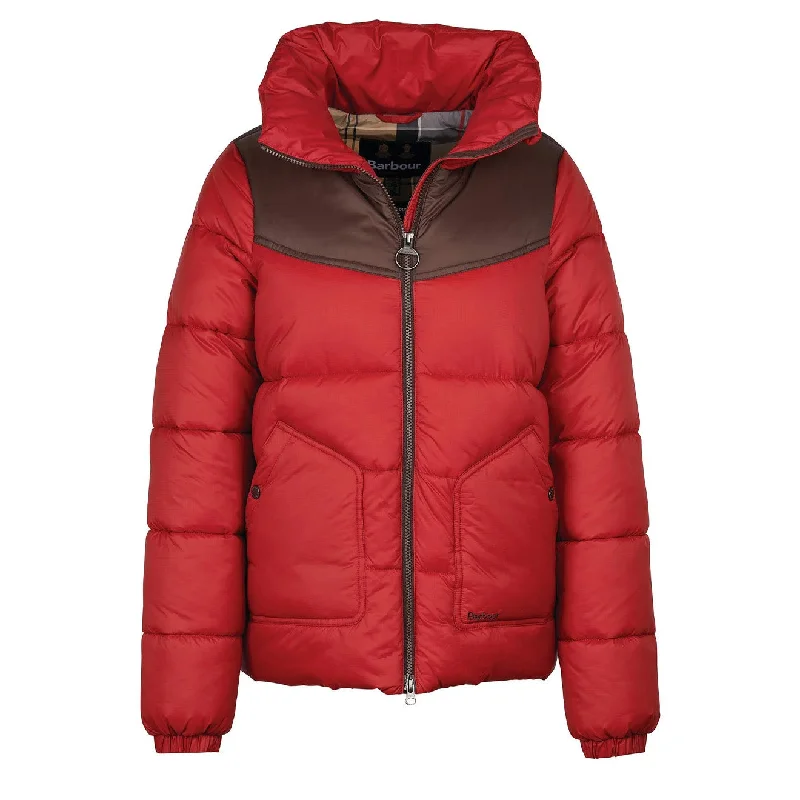 Barbour Womens Belford Quilted Jacket Dark Red / Mahogany Dress Elasticated Jacket Padded Jacket Insulated Jacket