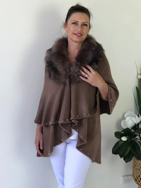 Omnia Mocha Shawl Cardigan Stretchy Elastic Breathable