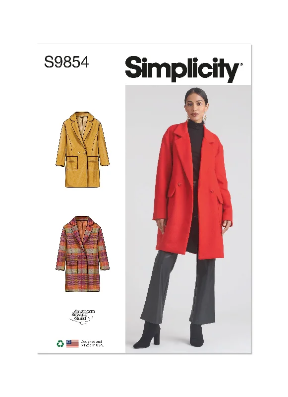 Simplicity Pattern S9854 Misses' Jacket Coat Nylon Jacket Polyester Jacket Spandex Jacket