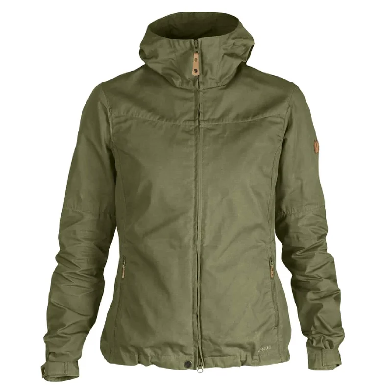 Fjallraven Womens Stina Jacket Green Zippered Front Buttoned Front Snap Front