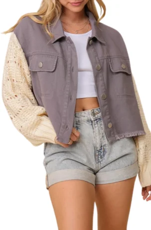 Crochet Sleeve Jacket Striped Jacket Polka Dot Jacket Floral Jacket
