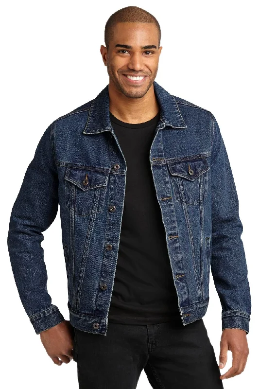 Port Authority Denim Jacket. J7620 Notch Collar Jacket Peter Pan Collar Jacket Cowl Neck Jacket