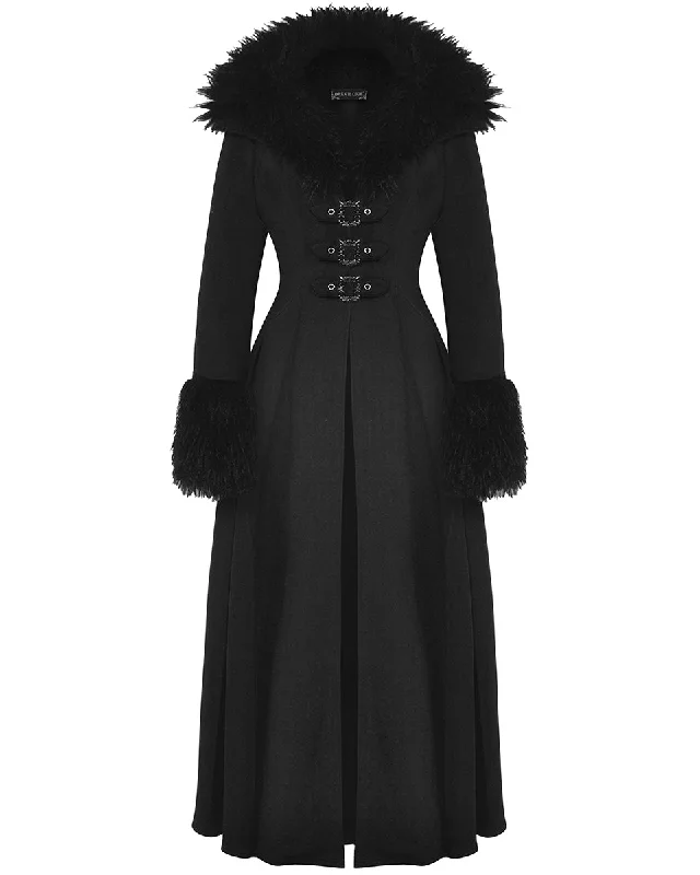 Dark In Love Long Gothic Winter Woolen & Faux Fur Maxi Coat Suede Jacket Faux Fur Jacket Puffer Jacket