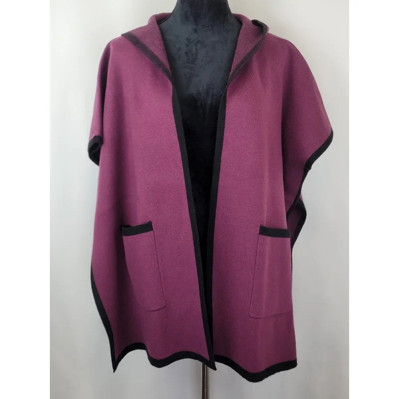 State Fusio Womens Hoodie Cardigan Cashmere Wool Short Sleeve Sweater Violet Med Ribbed Striped Patterned State Fusio Womens Hoodie Cardigan Cashmere Wool Short Sleeve Sweater Violet Med Ribbed Striped Patterned
