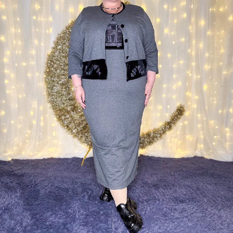 cabin cat dress + cardigan set Tailored Straight A-Line