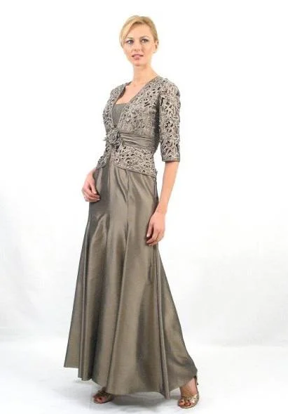 Alexander by Daymor Straight Floral Long Dress with Jacket 1016 Front Pockets Side Pockets Patch Pockets
