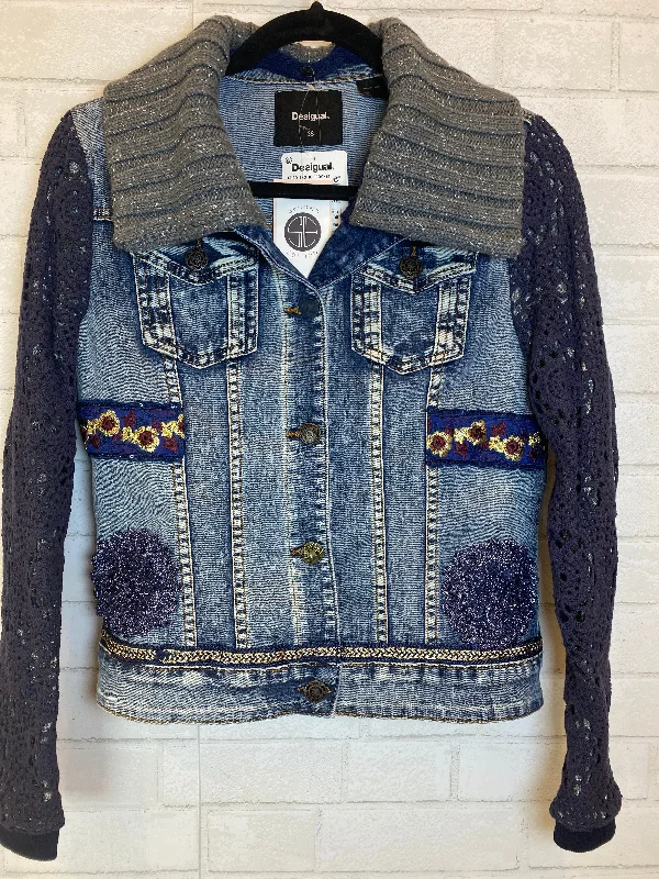 DESIGUAL NWT Denim Jacket with removable collar / M-EU38 Striped Jacket Polka Dot Jacket Floral Jacket