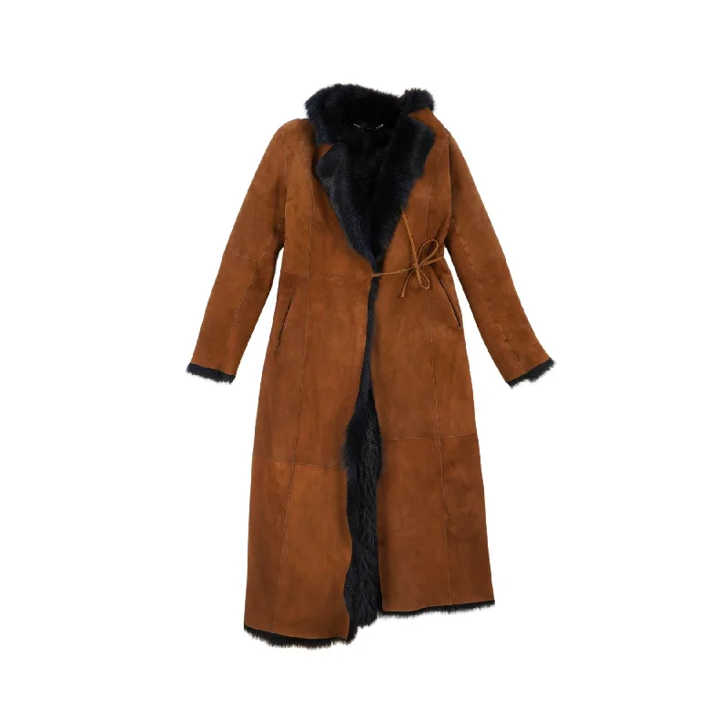 Nour Hammour 'Joni' Reversible Coat - Women's 38 Suede Faux Fur Shearling