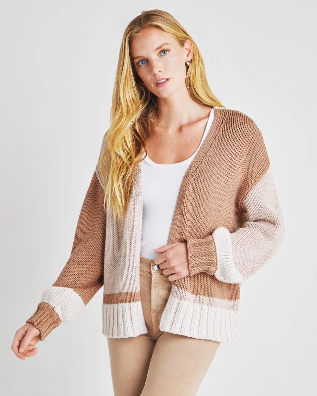 Viviana Colorblock Cardigan Welt Pockets Slit Pockets Flap Pockets