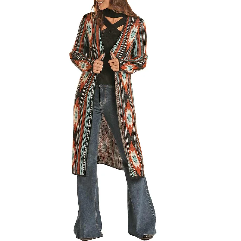 Rock & Roll Cowgirl Women's Aztec Duster Cardigan Oversized Loose Flowy