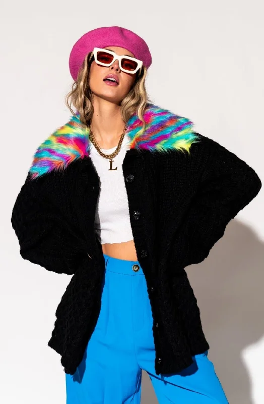 Unbothered Grandpa Cardigan in Black Mesh Cardigan Canvas Denim