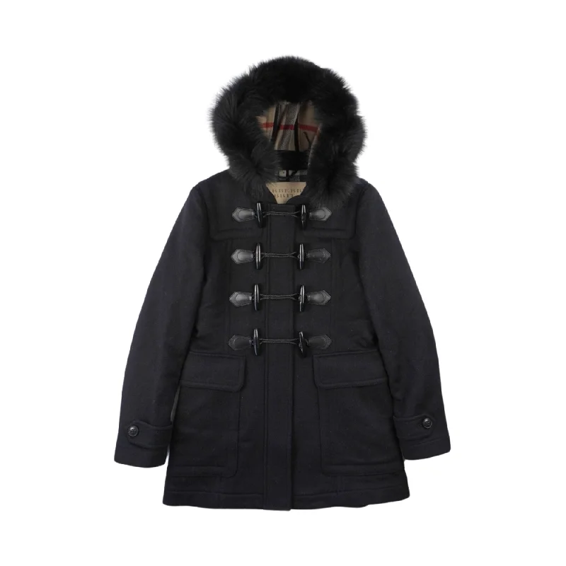 Burberry Brit Wool Coat - Women's 6 Faux Fur Real Fur Shearling