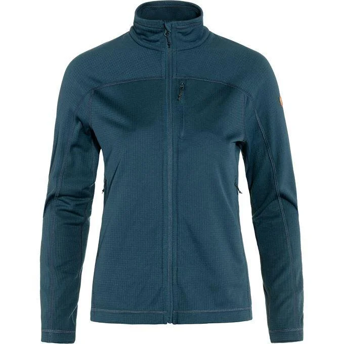 Fjallraven Women's Abisko Lite Fleece Jacket in Indigo Blue Front Pockets Side Pockets Patch Pockets