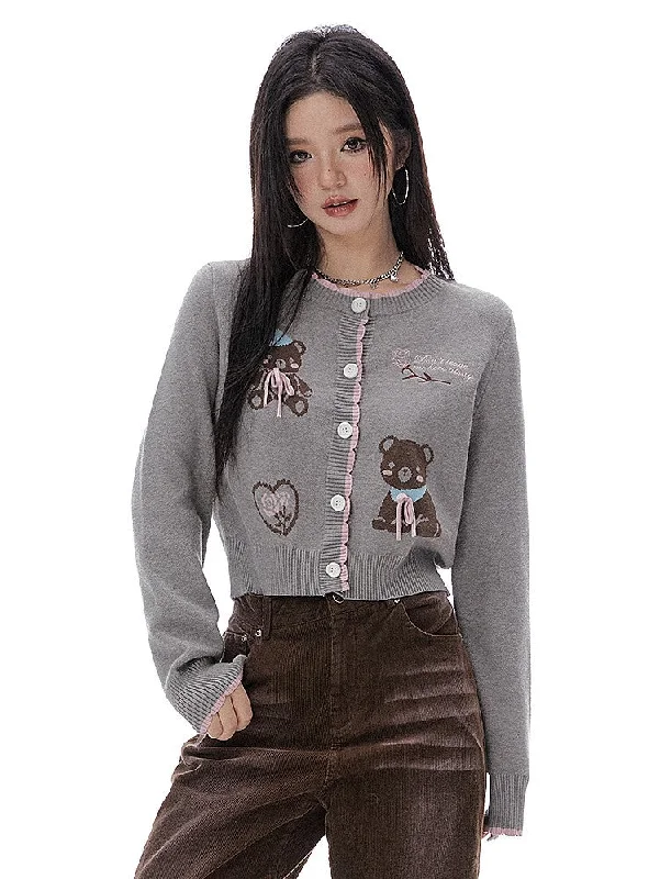 Bear Jacquard Pink Lace Knitted Cardigan IMO0058 Satin Fabric Silk Fabric Chiffon Fabric Bear Jacquard Pink Lace Knitted Cardigan IMO0058 Satin Fabric Silk Fabric Chiffon Fabric
