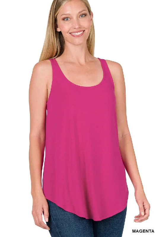Magenta Round Neck Tank crossback tank top