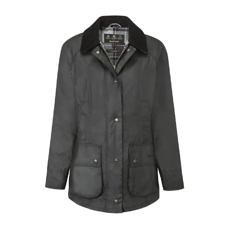 Barbour Womens Beadnell Wax Jacket Black Wool Fabric Cashmere Fabric Tweed Fabric