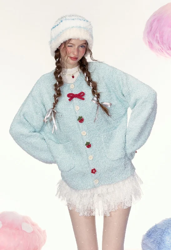Cold Brew Berry Tea Lazy Style Relaxed Sweet Casual Sweater Cardigan AYF0061 Embroidered Appliqued Beaded Cold Brew Berry Tea Lazy Style Relaxed Sweet Casual Sweater Cardigan AYF0061 Embroidered Appliqued Beaded